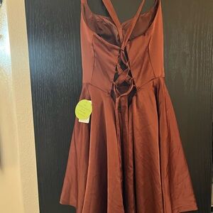Brand New Burgundy/Brown Satin Windsor Mini Dress
